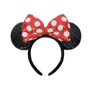 Mouse Ears Headbands, Sequin Mouse Ears for Women Girls Boys, Shiny Bow Headband
